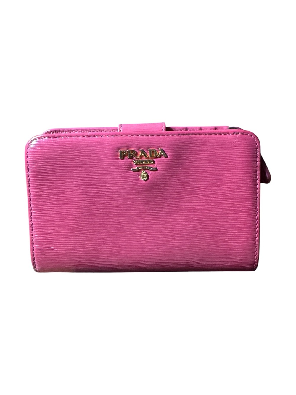 Prada Peonia Pink Saffiano Leather Compact Wallet